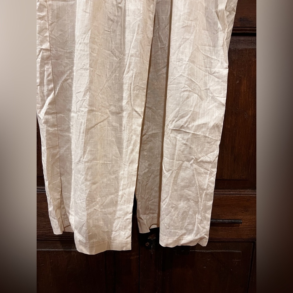 Women’s Light Cream Linen-Like Wide-Legged Pants Size XL - Picture 4 of 7